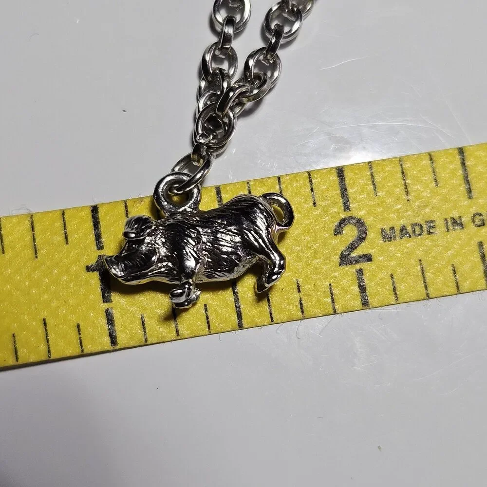 Silver Tone Spider Pig Mouse Horse Charm Toggle Bracelet 6